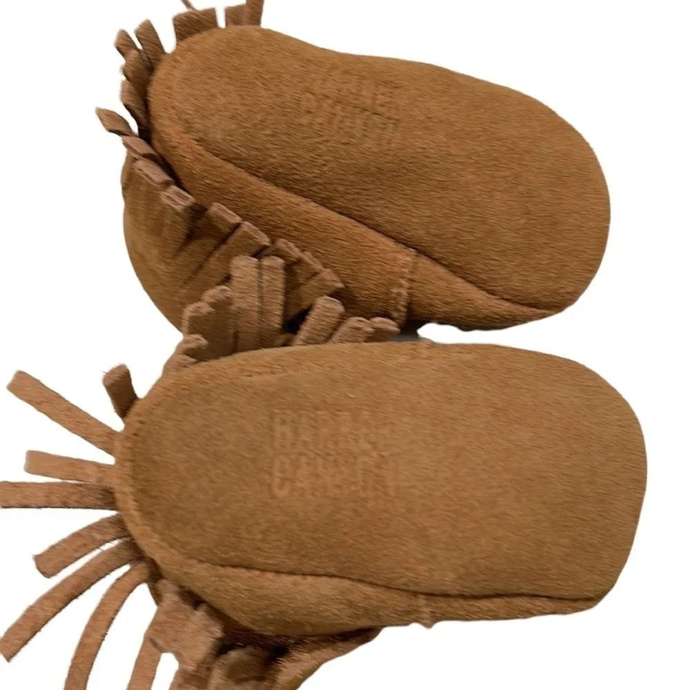 Harper Canyon Tan Suede Fringed Newborn Baby Moccasin SZ 1 MO NEWBORN